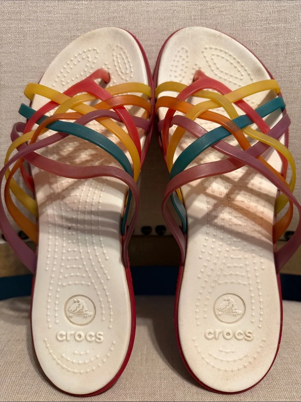 CROCS Women's Multicolor Strappy Sandals, Size 10